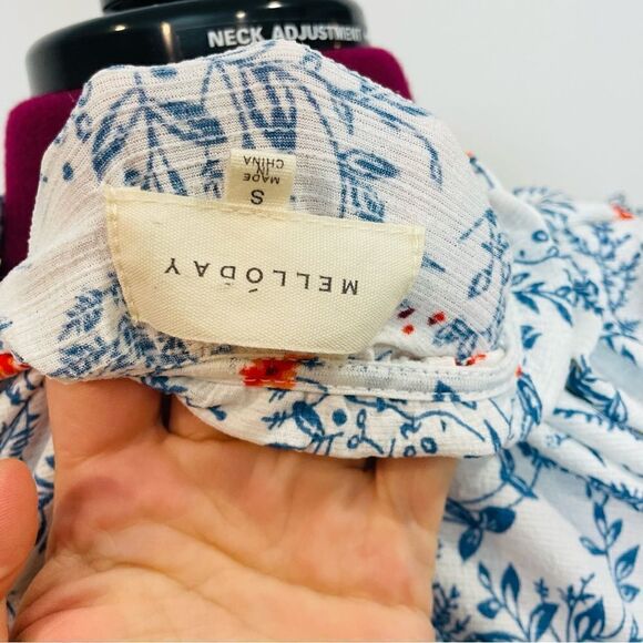 Melloday White Floral Summer Top Sz Small - Picture 10 of 10